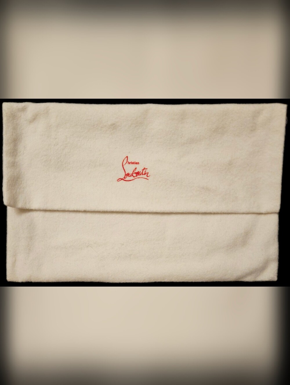 Christian Louboutin White Envelope Dust Bag Clutch Wallet Shoe Storage 10"